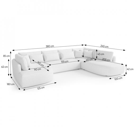 Foto SOFÁ ESQUINERO I DISEÑO MODERNO Y ELEGANTE I CHAISE LONGUE LARGO IZQUIERDO 380 CM X 245 CM JACOBS U