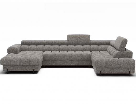 Foto SOFÁ GRANDE CON CAMA I ARCÓN I FORMA DE U I REPOSACABEZAS RECLINABLES I PATAS ALTAS 355 CM X 202 CM FERARIA GRIS