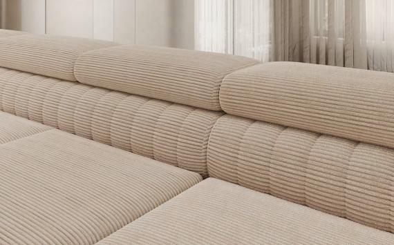 Foto SOFÁ GRANDE CON CAMA Y ARCÓN FORMA DE U CON PATAS ALTAS 347 CM X 202 CM LUIS BEIGE/TELA PANA