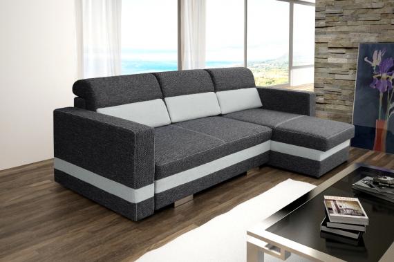 Foto Sofá mini chaise longue con cama y arcones - R-MINI, Gris oscuro/Gris claro, 236x146