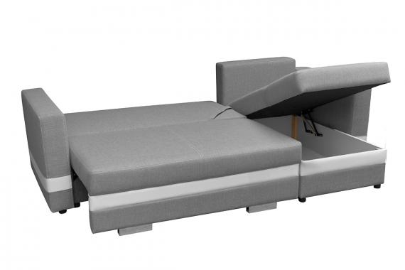 Foto Sofá mini chaise longue con cama y arcones - R-MINI, Gris oscuro/Gris claro, 236x146