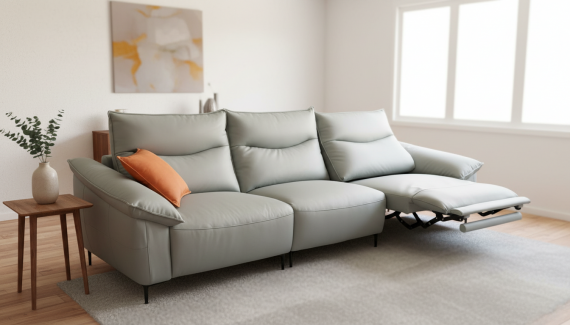 Foto Sofá Relax Eléctrico R3 de Piel Natural - Máximo Confort y Diseño Recto