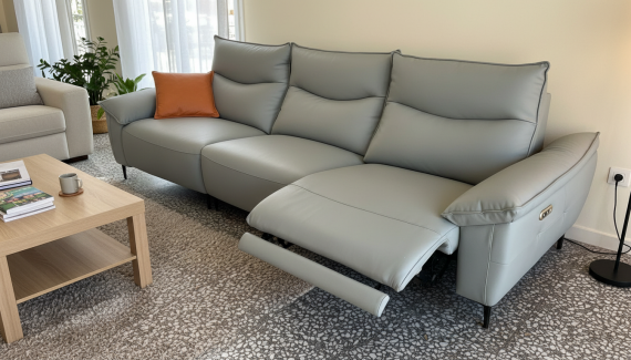 Foto Sofá Relax Eléctrico R3 de Piel Natural - Máximo Confort y Diseño Recto