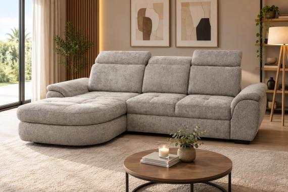 Foto Sofá rinconera cama con arcón gris — Aldo Mini