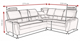 Sofá rinconera con cama y arcón - Diana, Derecho, Marrón