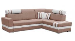 Sofá rinconera con cama y arcón - R1, Beige/blanco, Tela/Polipiel