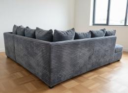 SOFÁ RINCONERA I CHAISE LONGUE I TELA DE PANA I CON COLCHÓN VISCOELÁSTICO LARY MAX GRIS