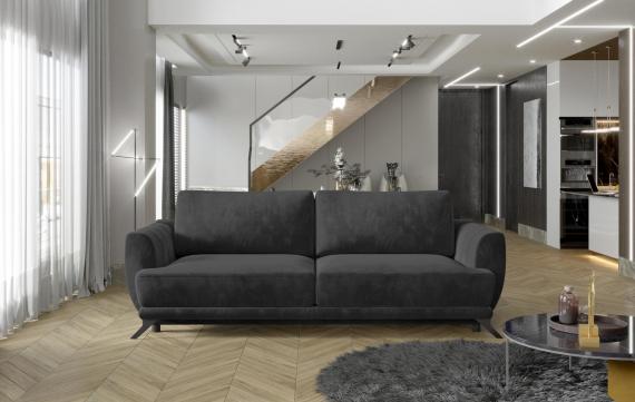 Foto Sofa 3 plazas extensible con sillon y puf - Megis, Gris oscuro, 242 cm