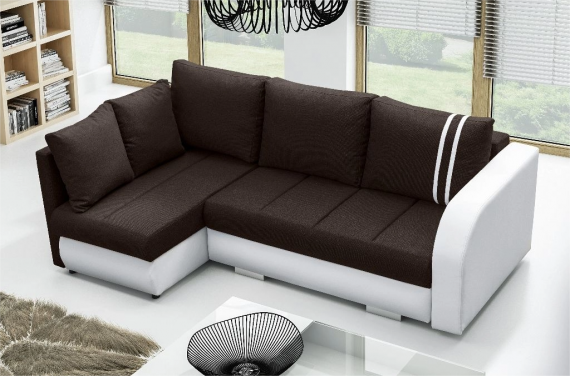 Foto Sofa cama+arcon R-CITY, Marron/Blanco, 232x144