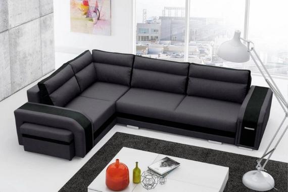 Foto sofa cama ASSAN, Gris/negro, 305x205