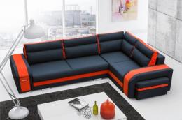 sofa cama ASSAN, gris/negro, Derecho