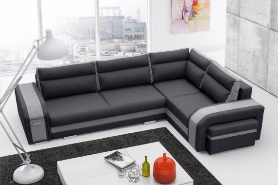 Foto sofa cama ASSAN, negro/blanco, Derecho