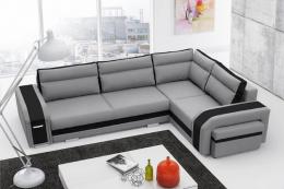 sofa cama ASSAN, negro/blanco, Izquierdo