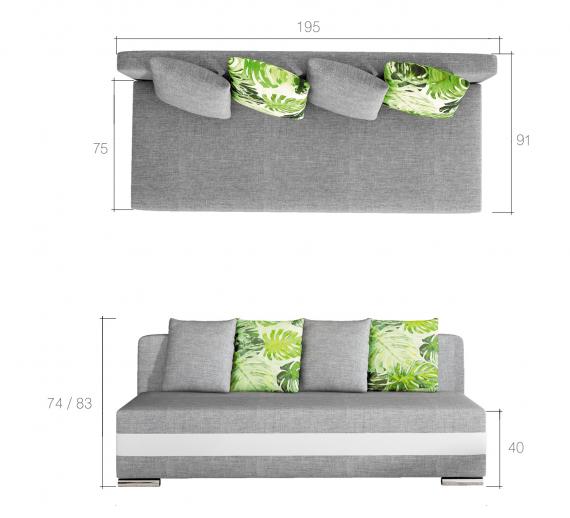 Foto Sofa cama Calia, Gris/Negro, 195 cm