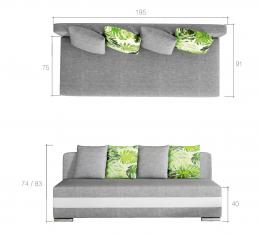 Sofa cama - Calia, Gris/Blanco, 195 cm