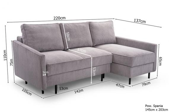 Foto Sofa cama chaiselongue  - ROBIN, Gris claro