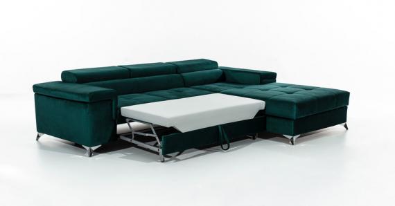 Foto Sofa cama con arcon - Ricardo, tela y polipiel, Gris