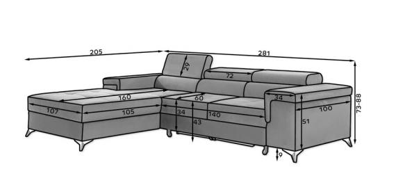 Foto Sofa cama con arcon - Ricardo, tela y polipiel, Gris