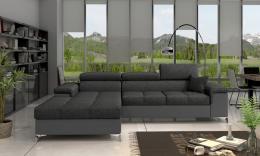 Sofa cama con arcon - Ricardo, tela y polipiel, Gris