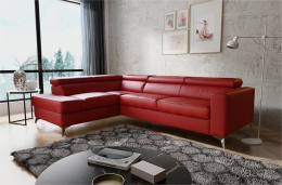 Sofa cama con arcon piel natural - MONDO, Rojo