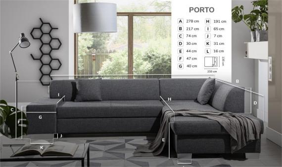 Foto Sofa cama con arcon PORTO, Gris, 278x217