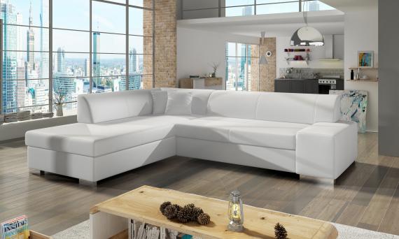 Foto Sofa cama con arcon - PORTO, Blanco/Polipiel, 278x217