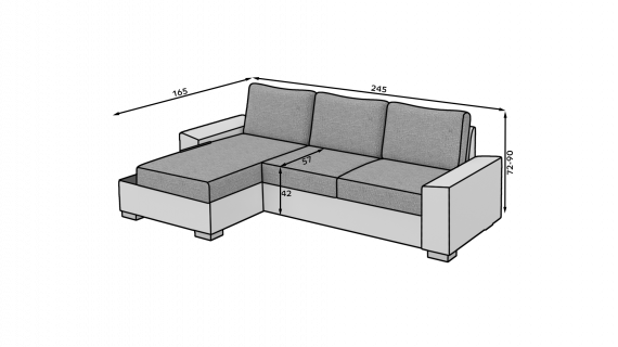 Foto Sofa cama - NEGRO, 245x165, beige/blanco