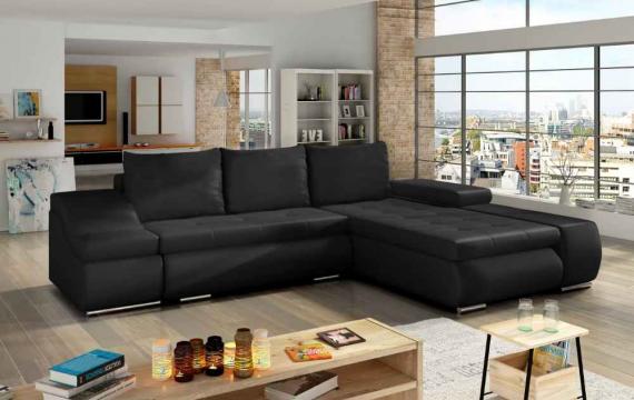 Foto Sofa cama - Ontario, Negro, polipiel