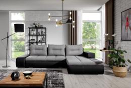 Sofa cama - 275x180 - Gris/tela-Negro/polipiel - OTTAVIO
