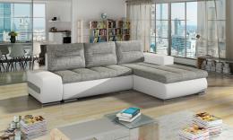 Sofa cama - Ottavio, 275x180, Gris/Blanco, Tela y polipiel