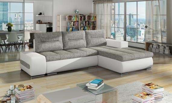 Foto Sofa cama - Ottavio, 275x180, Gris/Blanco, Tela y polipiel