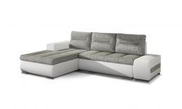 Sofa cama - Ottavio, 275x180, Gris/Blanco, Tela y polipiel