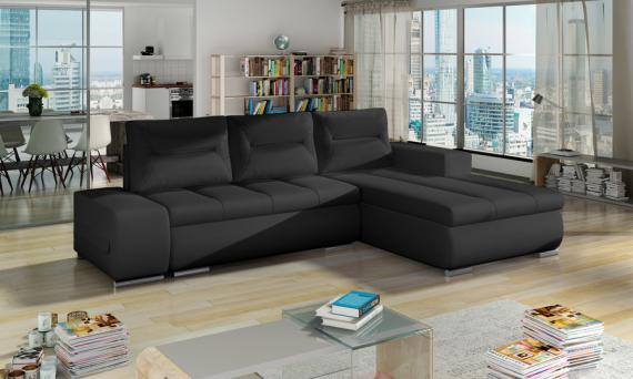 Foto Sofa cama - Ottavio, 275x180,  Negro, polipiel