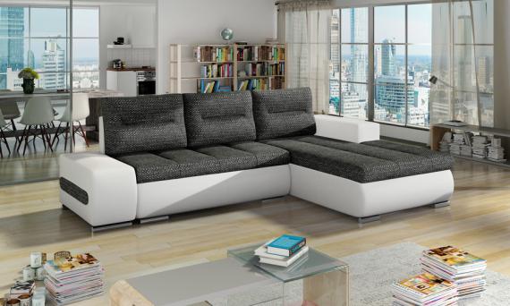 Foto Sofa cama - Ottavio, 275x180, gris oscuro/blanco , tela y polipiel