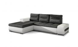 Sofa cama - Ottavio, 275x180, gris oscuro/blanco , tela y polipiel