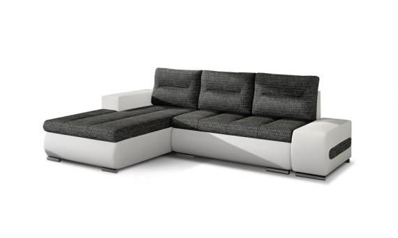 Foto Sofa cama - Ottavio, 275x180, gris oscuro/blanco , tela y polipiel