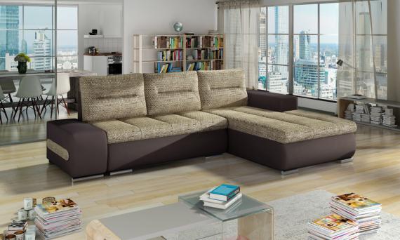 Foto Sofa cama - Ottavio, 275x180, Beige/Marrón, Tela y polipiel