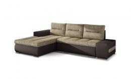 Sofa cama - Ottavio, 275x180, Beige/Marrón, Tela y polipiel