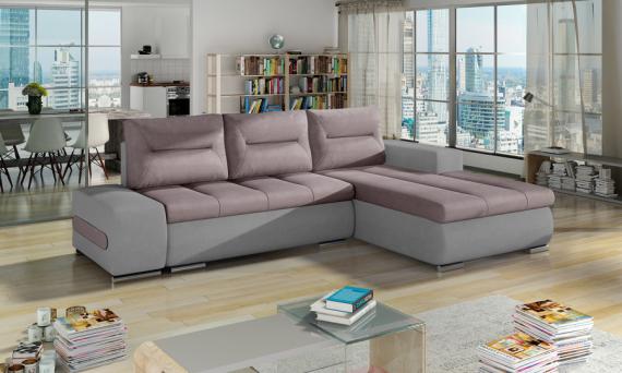 Foto Sofa cama - Ottavio, 275x180, Rosa/Gris, Tela