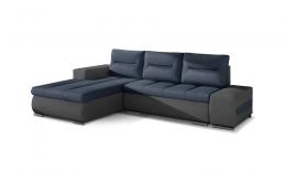 Sofa cama - Ottavio, 275x180, Azul/Gris oscuro , Tela