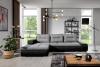 Foto Sofa cama - 275x180 - Gris/tela-Negro/polipiel - OTTAVIO