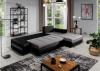 Foto Sofa cama - 275x180 - Gris/tela-Negro/polipiel - OTTAVIO
