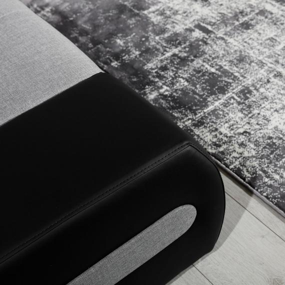 Foto Sofa cama - 275x180 - Gris/tela-Negro/polipiel - OTTAVIO