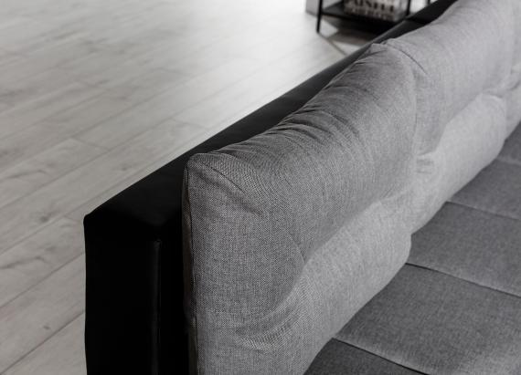 Foto Sofa cama - 275x180 - Gris/tela-Negro/polipiel - OTTAVIO
