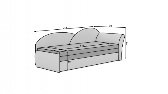 Foto Sofa cama para niños - Aga, Gris/Gris, 218x80