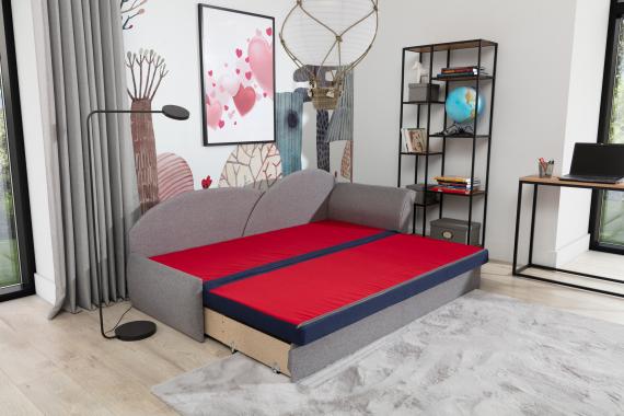 Foto Sofa cama para niños - Aga, Negro/Rojo, 218x80