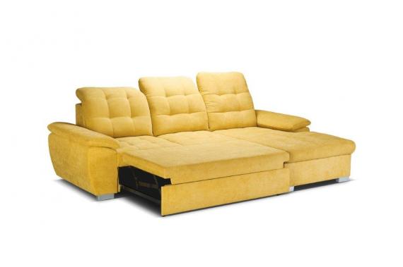 Foto Sofa chaise longue cama, alto respaldo con reposacabezas reclinables – OLIVIA, Amarillo