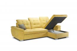 Sofa chaise longue cama, alto respaldo con reposacabezas reclinables – OLIVIA, Amarillo