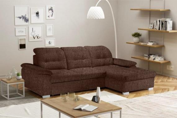 Foto Sofa chaise longue cama, alto respaldo con reposacabezas reclinables – OLIVIA, Marrón