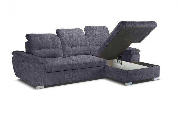 Foto Sofa chaise longue cama, alto respaldo con reposacabezas reclinables – OLIVIA, Gris